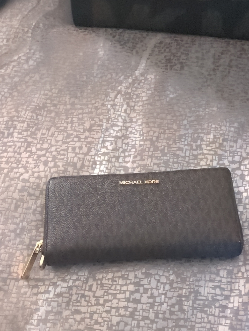 3pc Michael Kors Dark Brown MK Logo Tote with Matching Wallet & Cardholder. - Picture 5 of 9